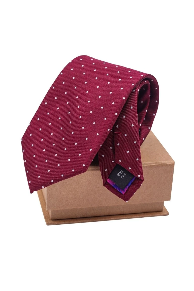 Red Polka Dot Silk Necktie for Men