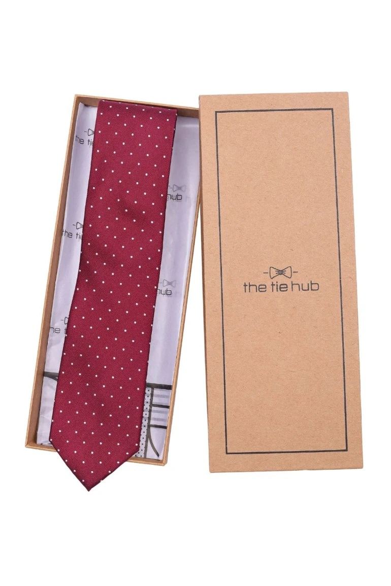 Red Polka Dot Silk Necktie for Men