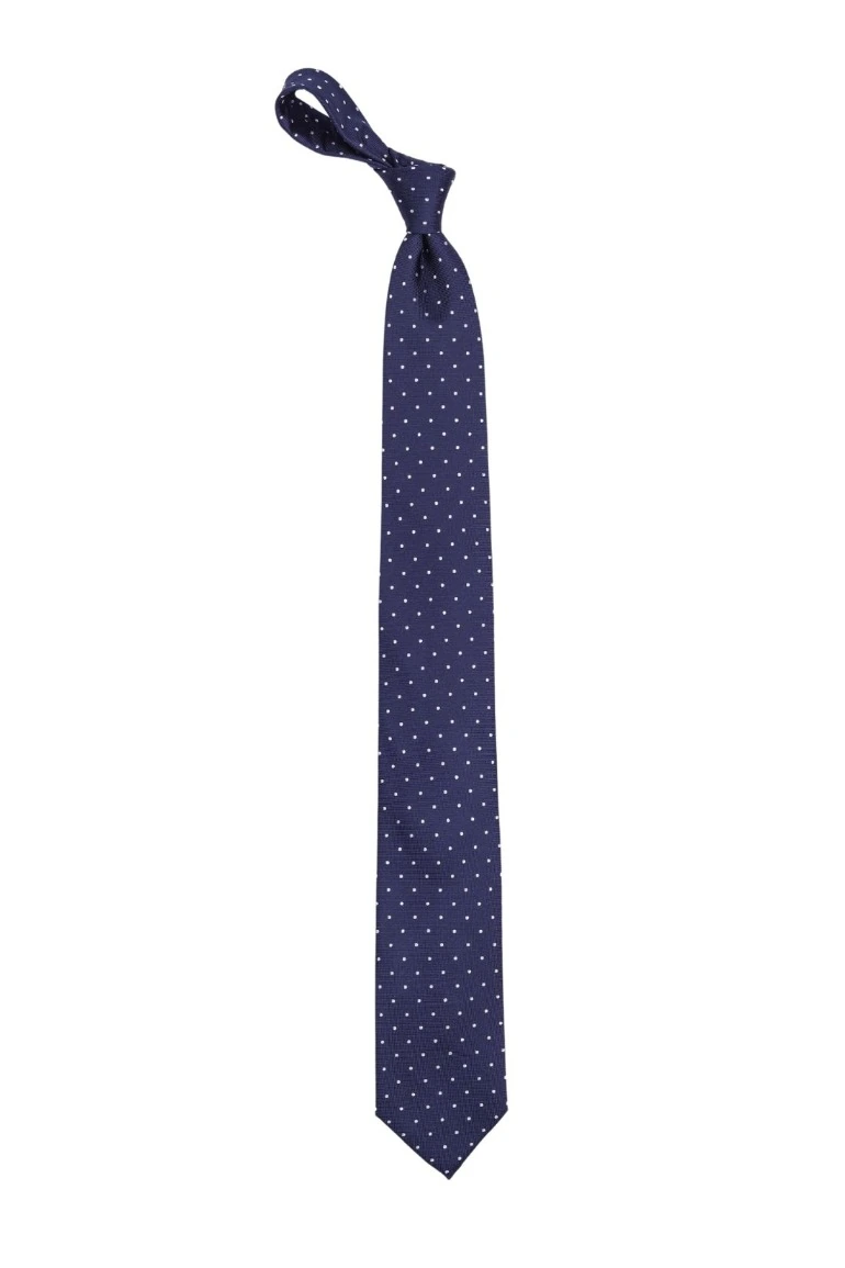 Blue Polka Dot Silk Necktie for Men