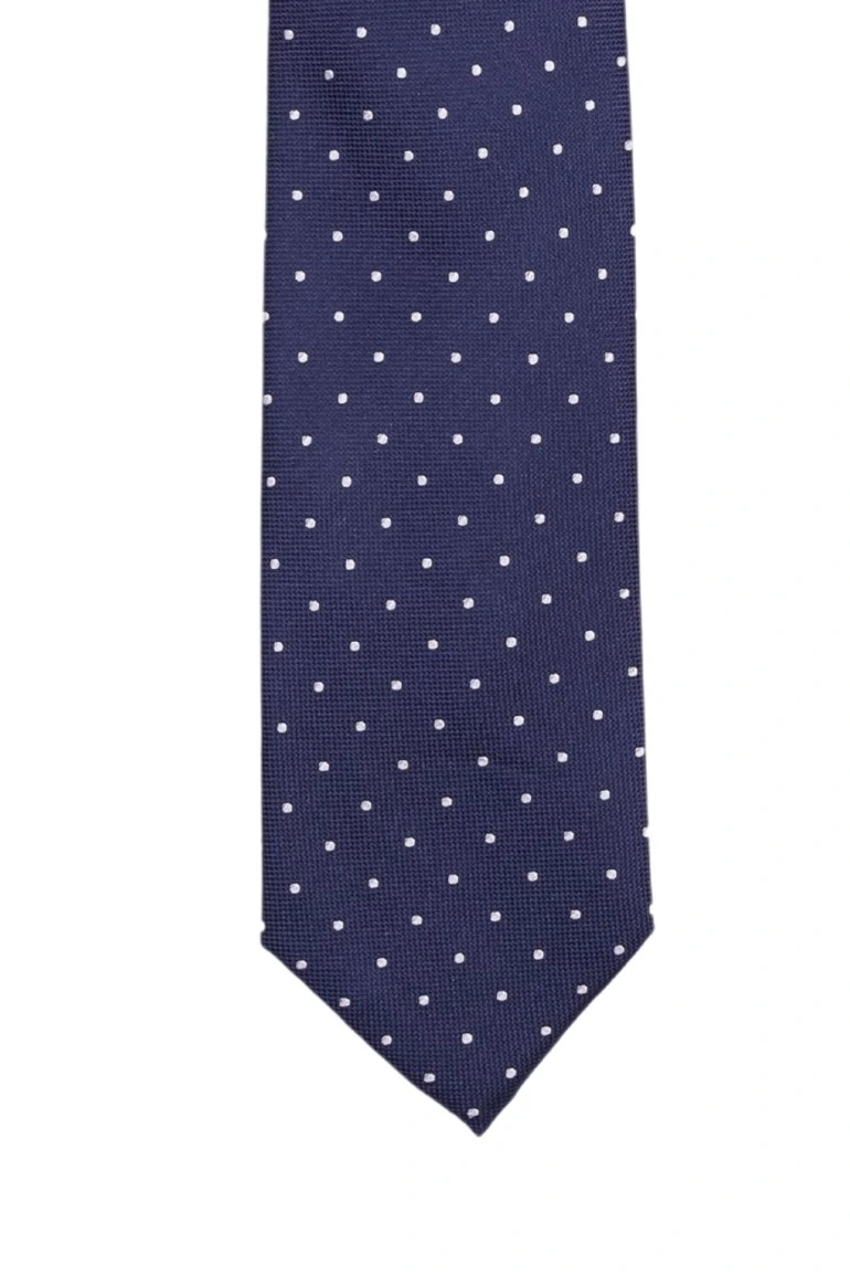 Blue Polka Dot Silk Necktie for Men