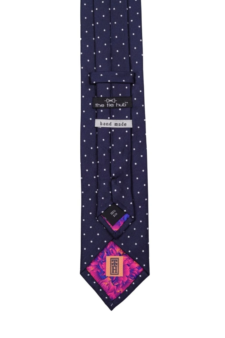 Blue Polka Dot Silk Necktie for Men