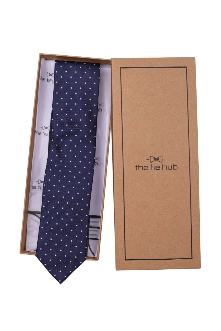 Blue Polka Dot Silk Necktie for Men