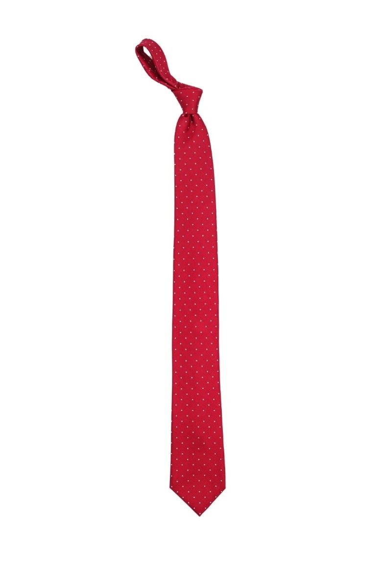 Red Polka Dot Silk Necktie for Men