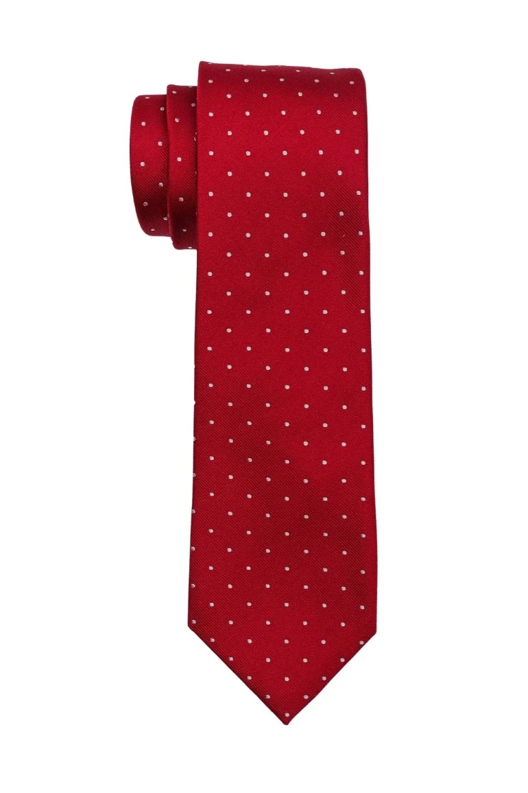 Red Polka Dot Silk Necktie for Men