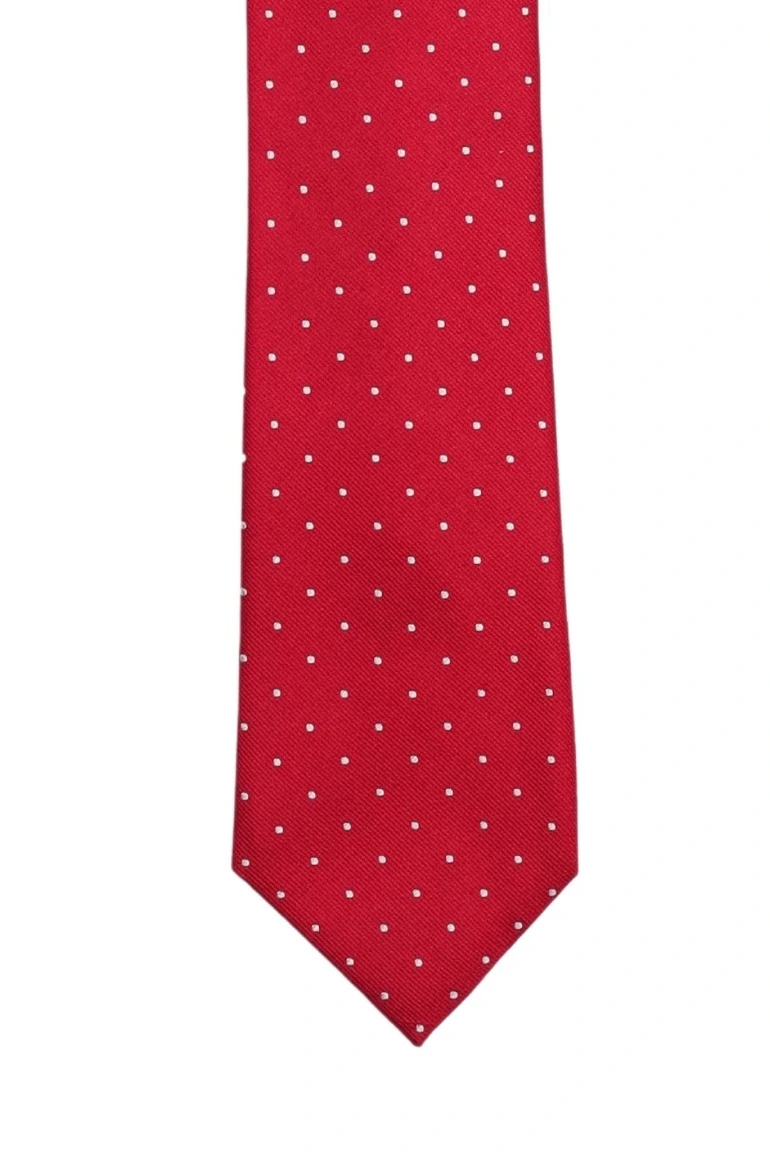 Red Polka Dot Silk Necktie for Men