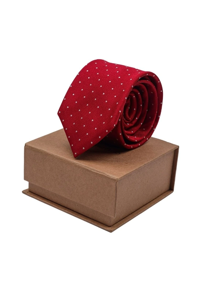 Red Polka Dot Silk Necktie for Men