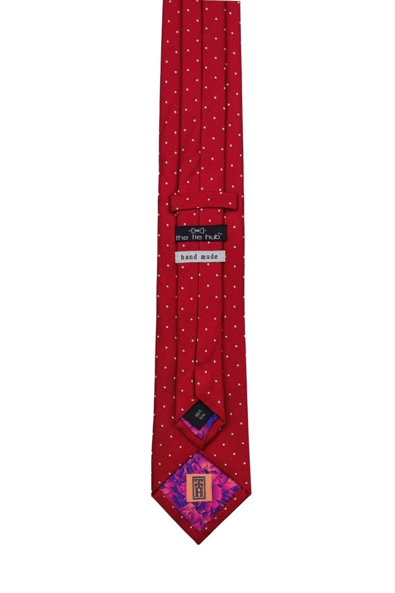 Red Polka Dot Silk Necktie for Men