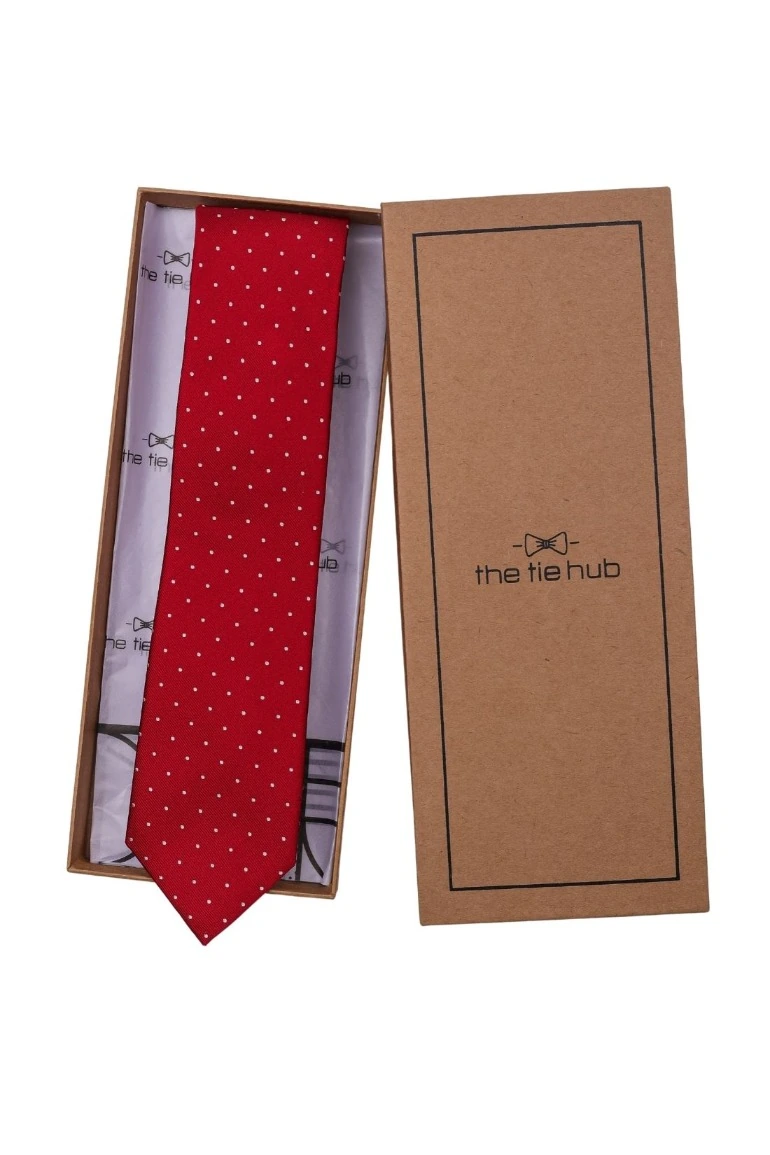 Red Polka Dot Silk Necktie for Men