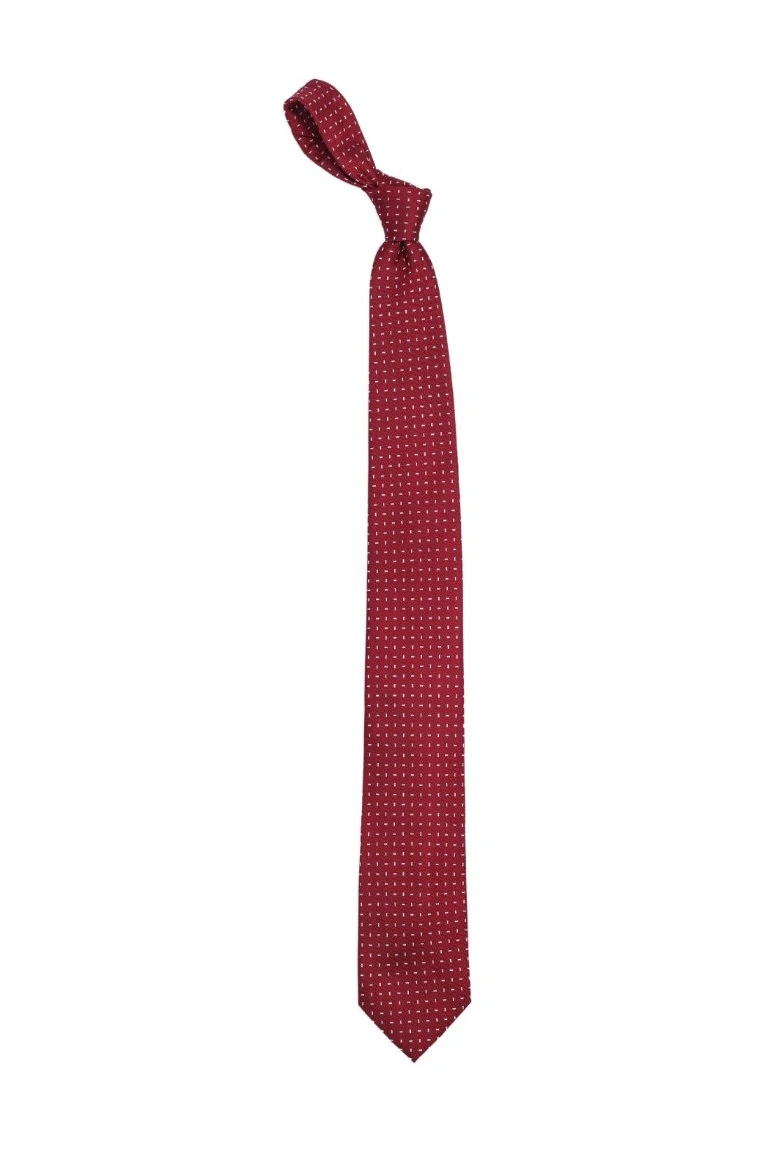 Red Geometric Silk Necktie for Men