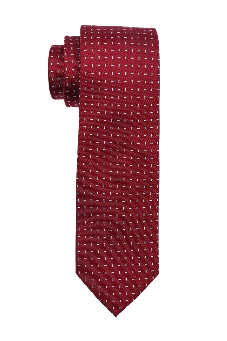 Red Geometric Silk Necktie for Men