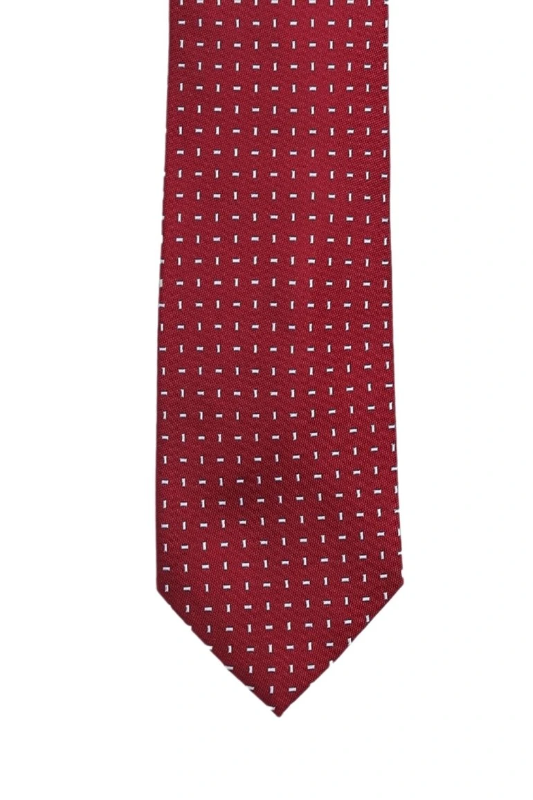 Red Geometric Silk Necktie for Men