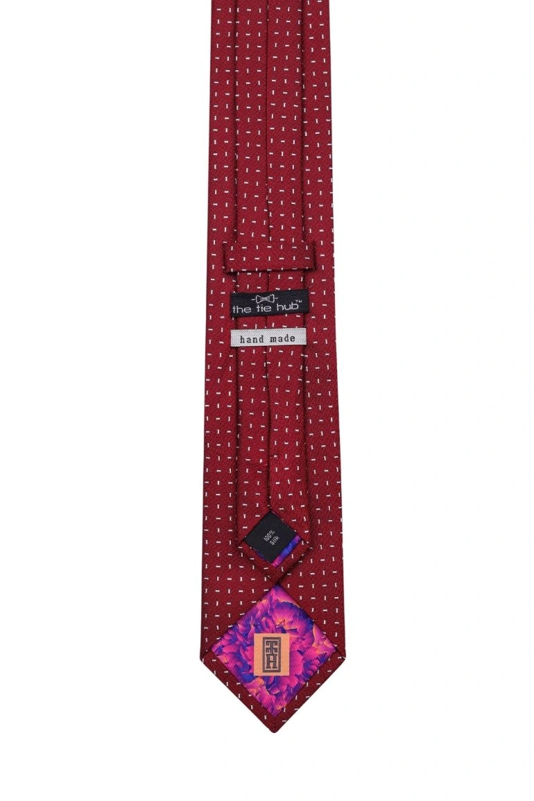 Red Geometric Silk Necktie for Men