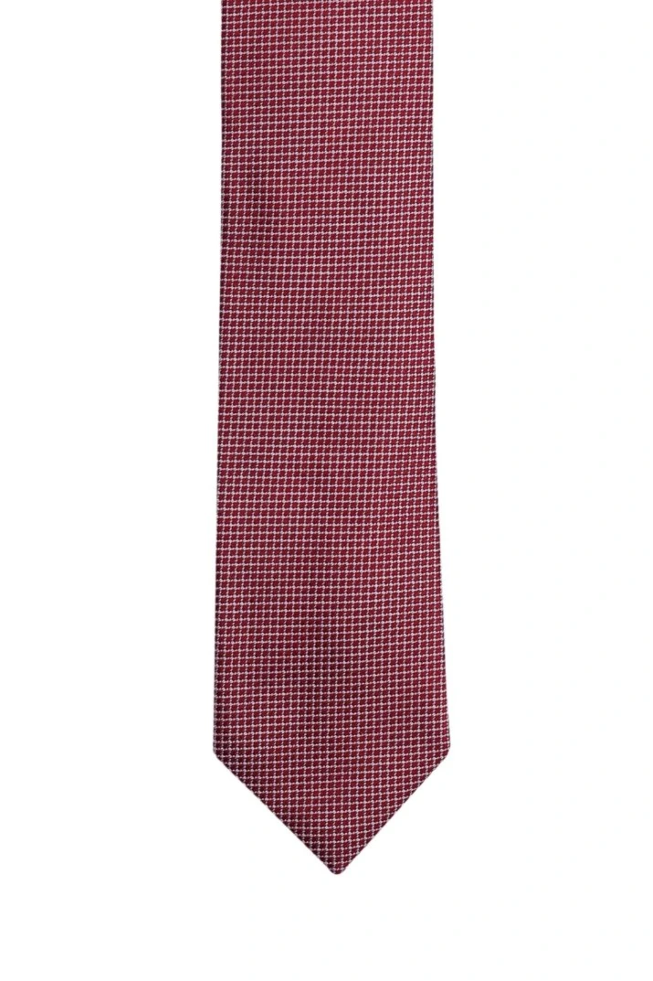 Red Geometric Silk Necktie for Men