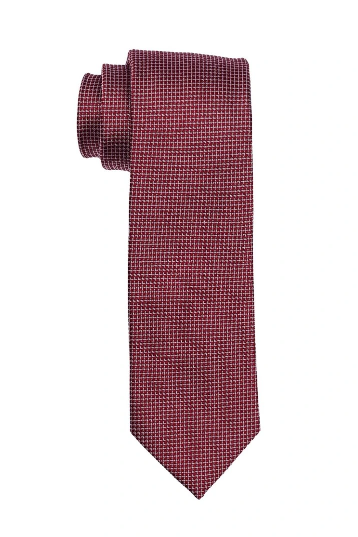 Red Geometric Silk Necktie for Men