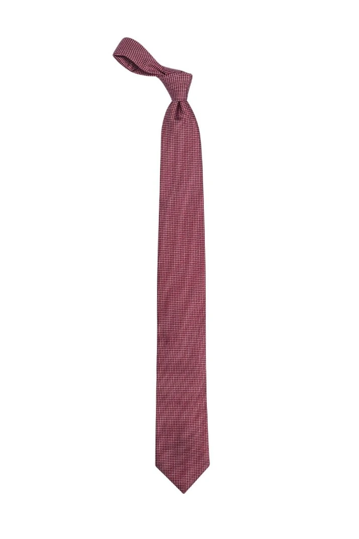 Red Geometric Silk Necktie for Men