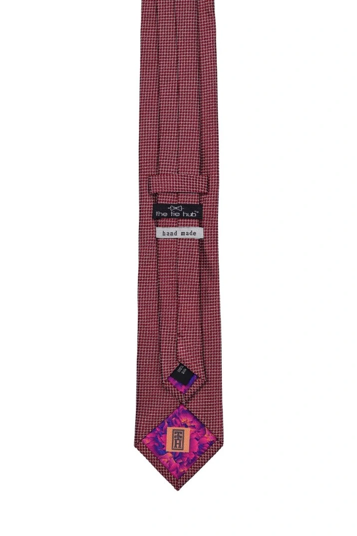 Red Geometric Silk Necktie for Men