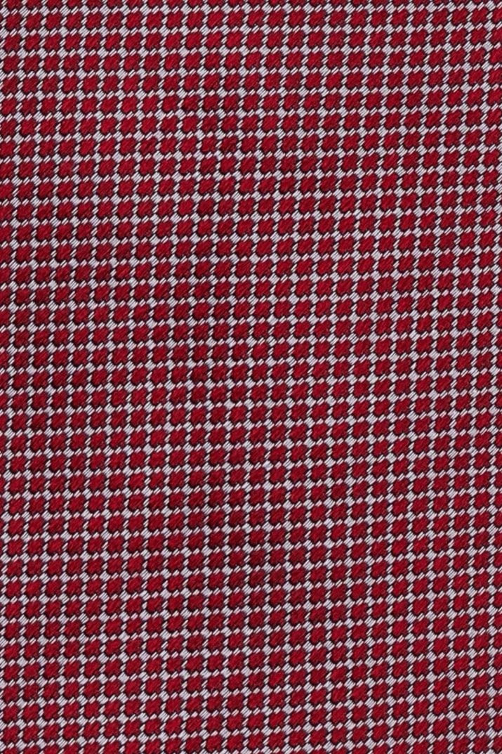 Red Geometric Silk Necktie for Men