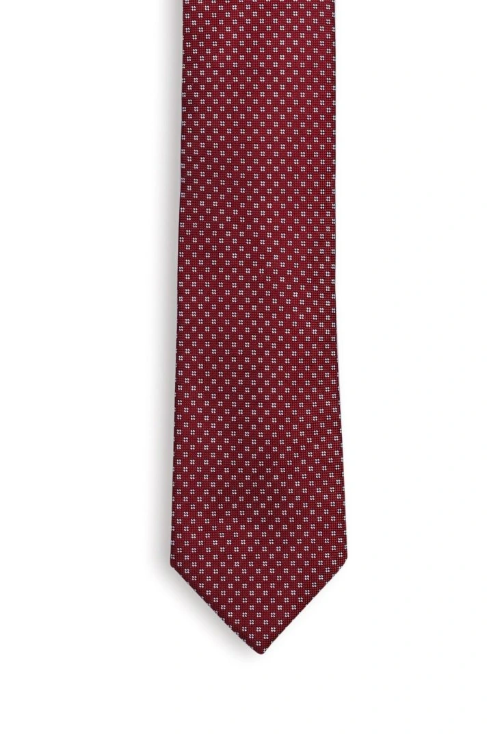 Red Geometric Silk Necktie for Men