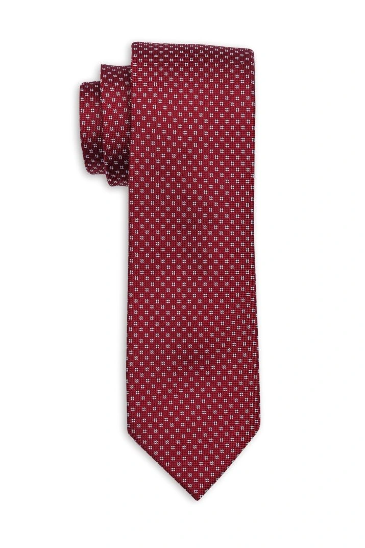 Red Geometric Silk Necktie for Men