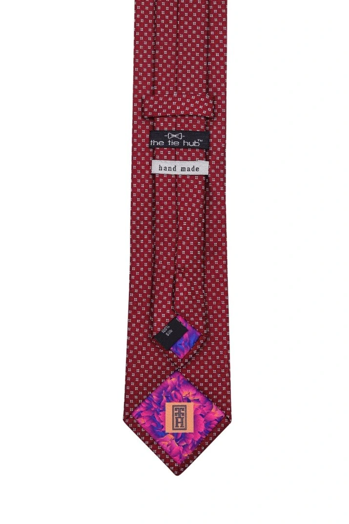 Red Geometric Silk Necktie for Men