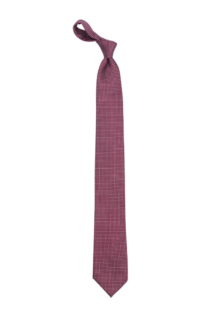 Red Geometric Silk Necktie for Men