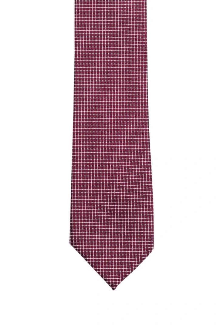 Red Geometric Silk Necktie for Men