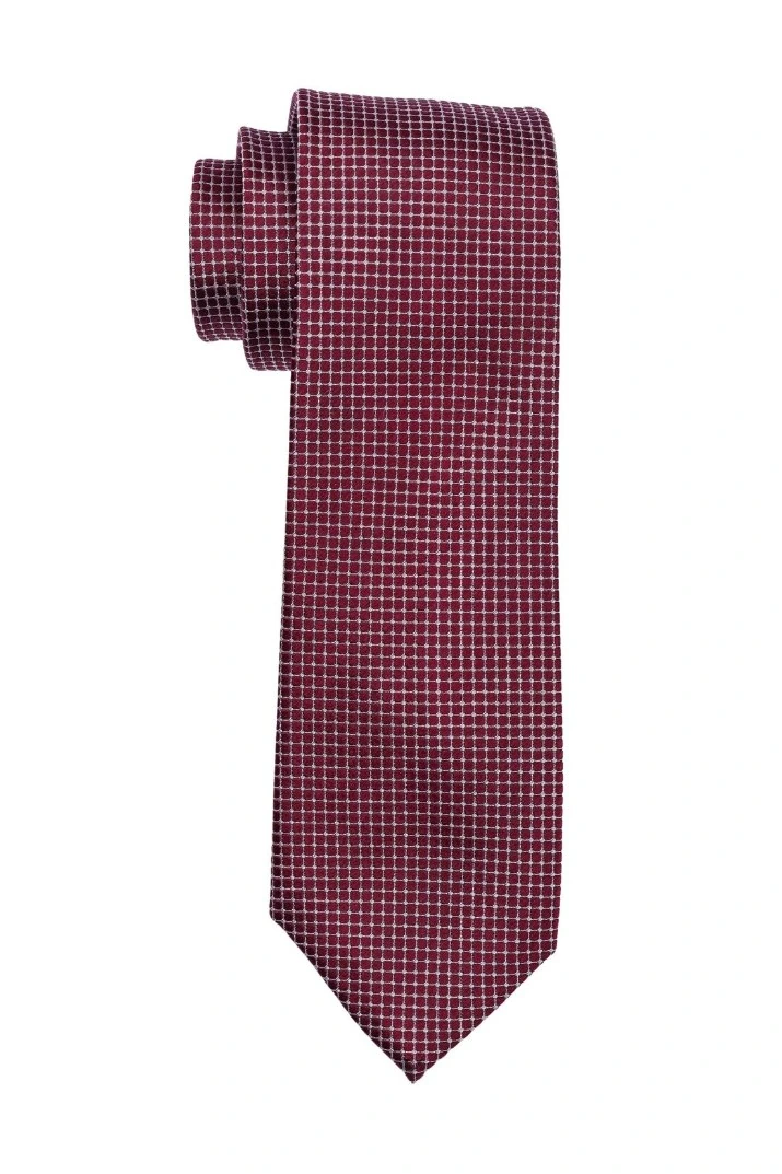 Red Geometric Silk Necktie for Men