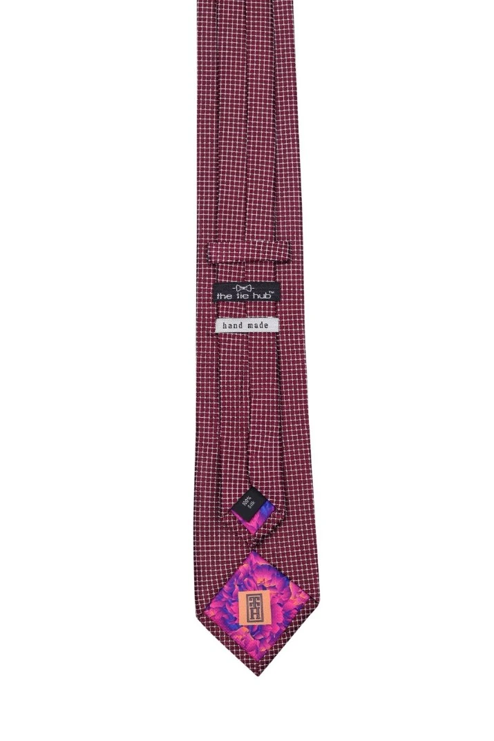 Red Geometric Silk Necktie for Men