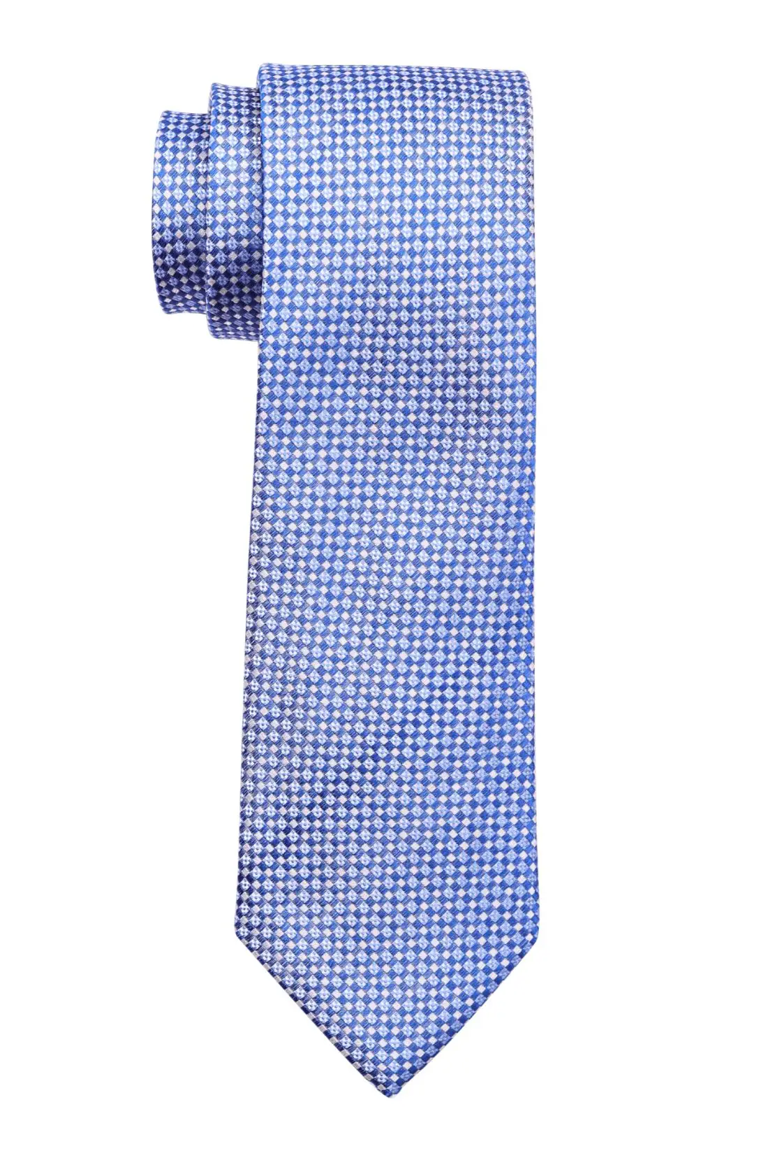 Blue Geometric Silk Necktie for Men