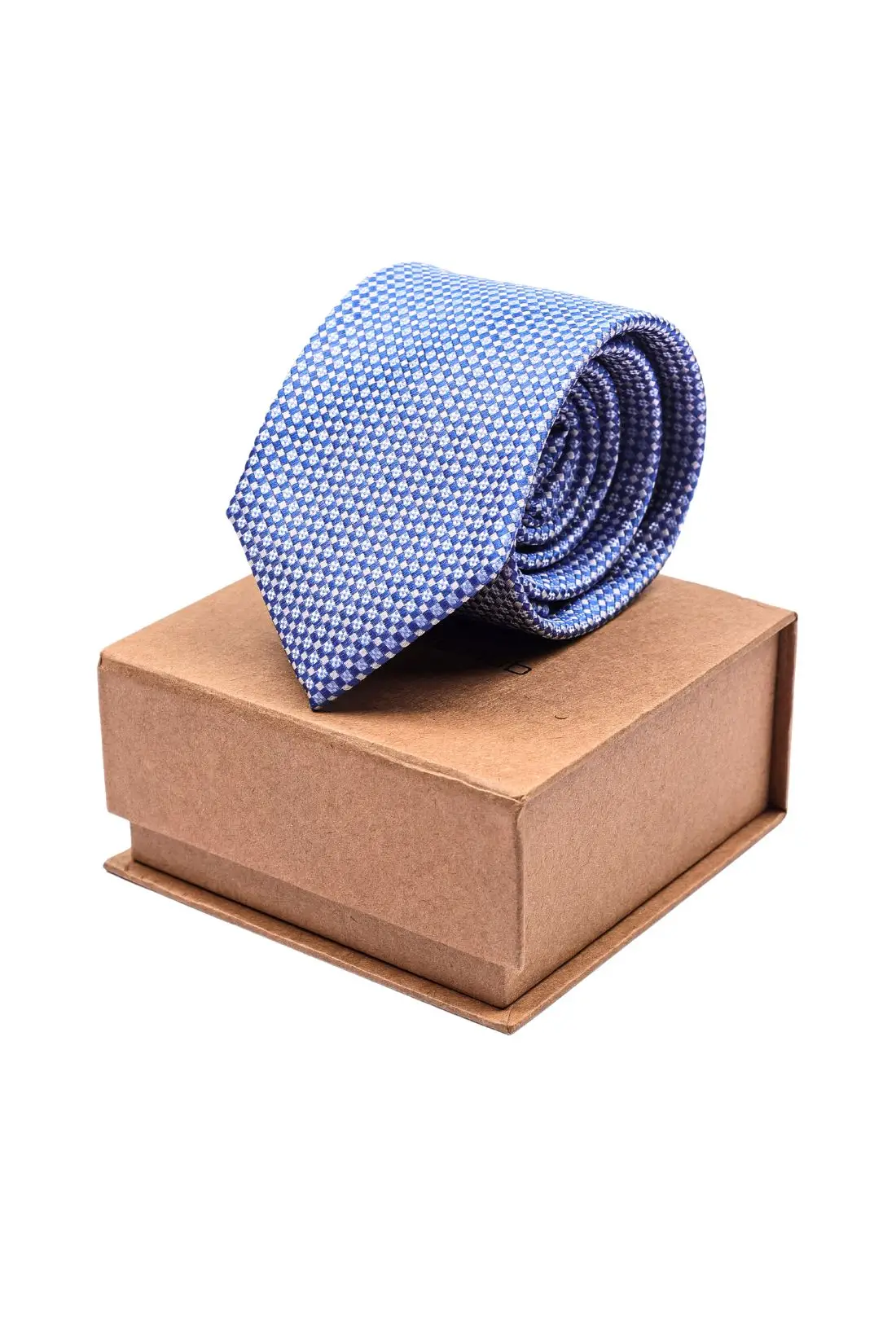 Blue Geometric Silk Necktie for Men