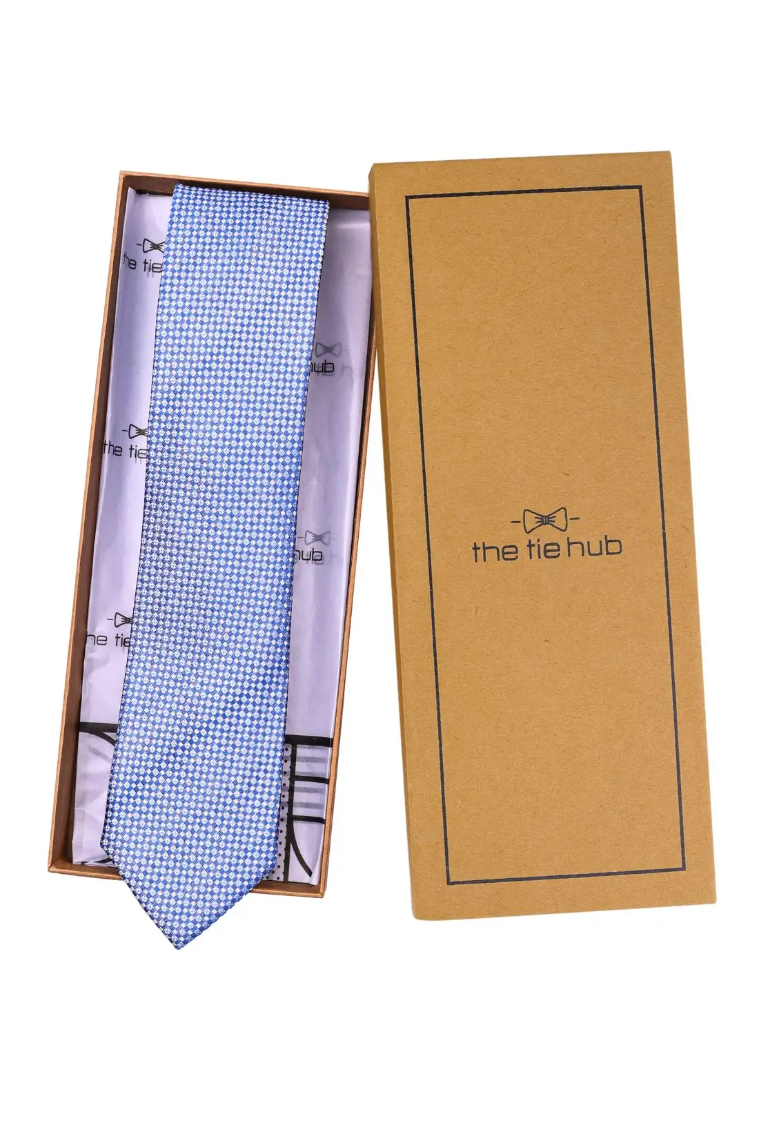 Blue Geometric Silk Necktie for Men
