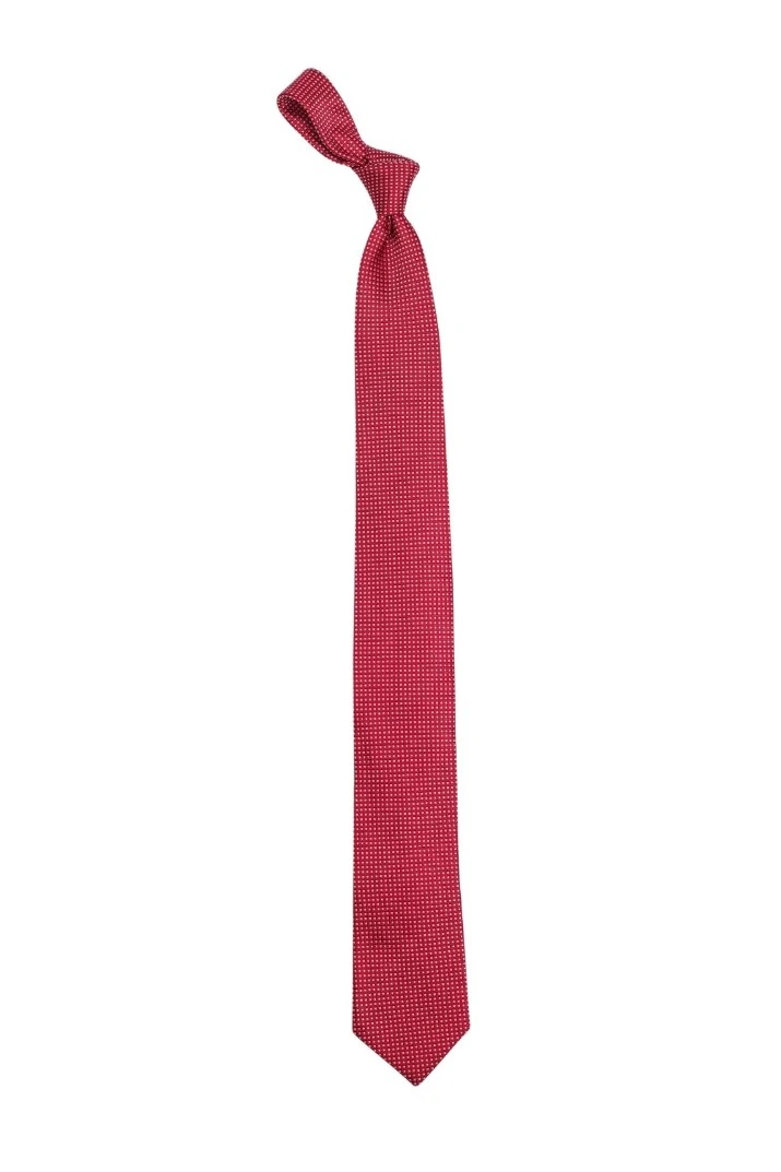 Red Geometric Silk Necktie for Men