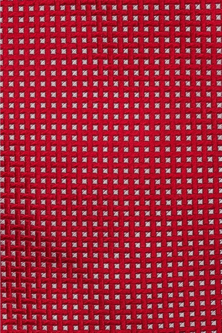 Red Geometric Silk Necktie for Men