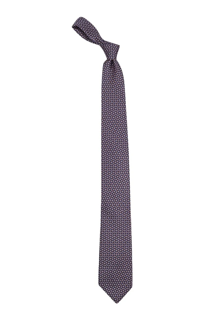 Blue Geometric Silk Necktie for Men