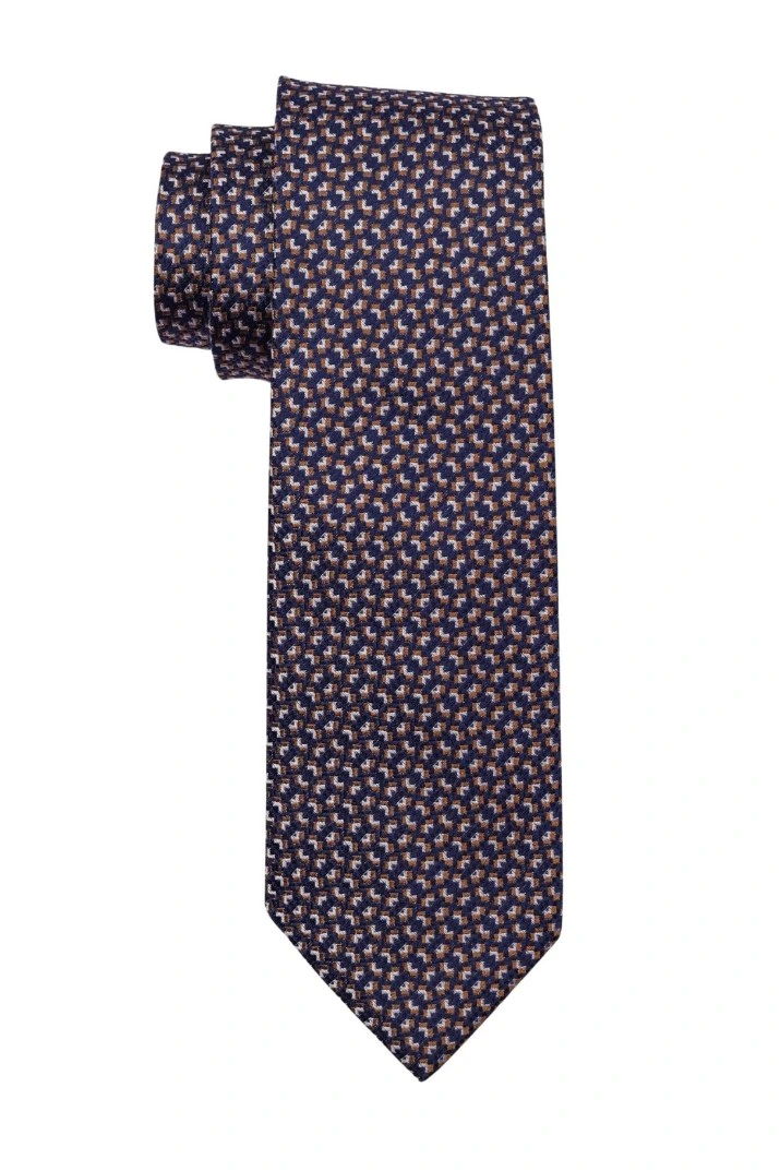 Blue Geometric Silk Necktie for Men