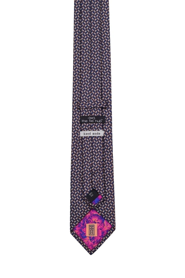 Blue Geometric Silk Necktie for Men