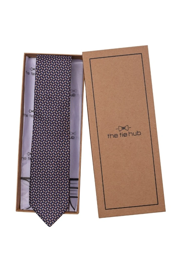 Blue Geometric Silk Necktie for Men