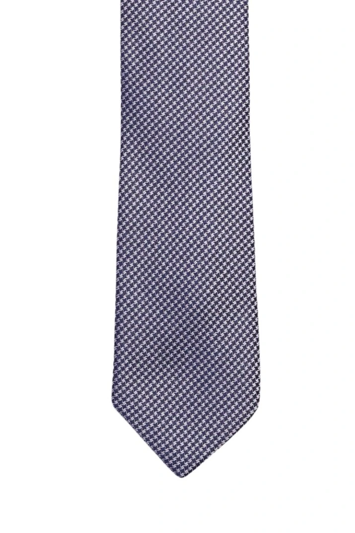 Blue Geometric Silk Necktie for Men