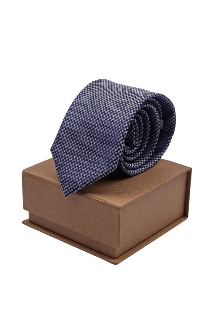 Blue Geometric Silk Necktie for Men