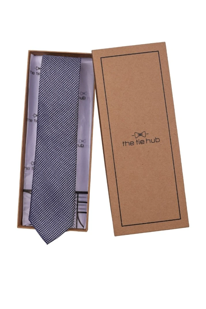 Blue Geometric Silk Necktie for Men