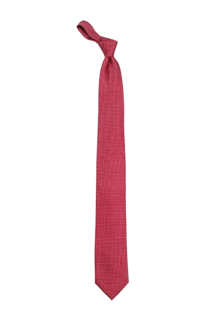 Red Geometric Silk Necktie for Men