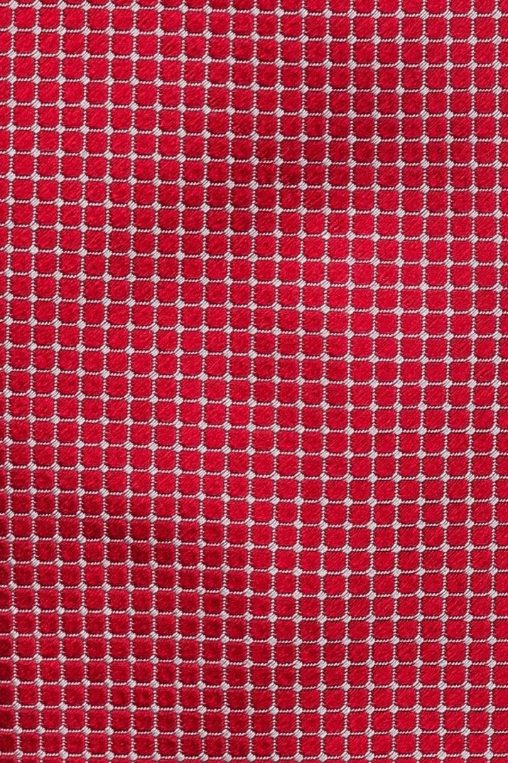 Red Geometric Silk Necktie for Men