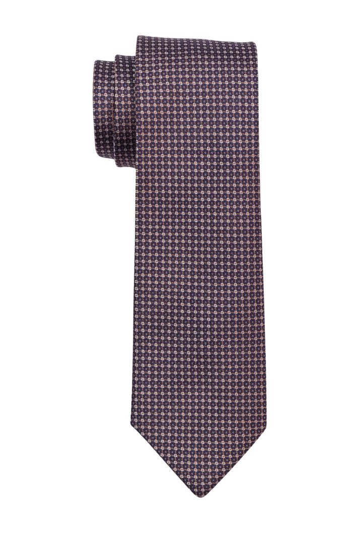 Blue Geometric Silk Necktie for Men