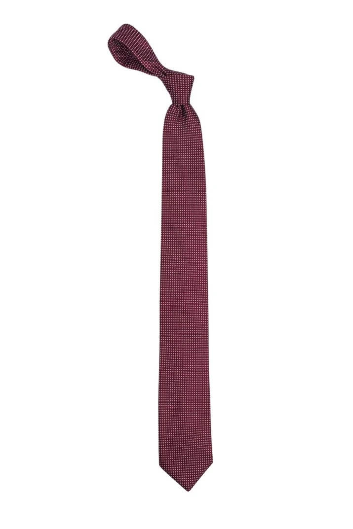Red Geometric Silk Necktie for Men