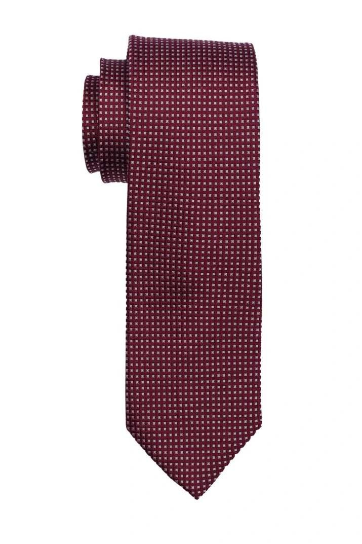 Red Geometric Silk Necktie for Men