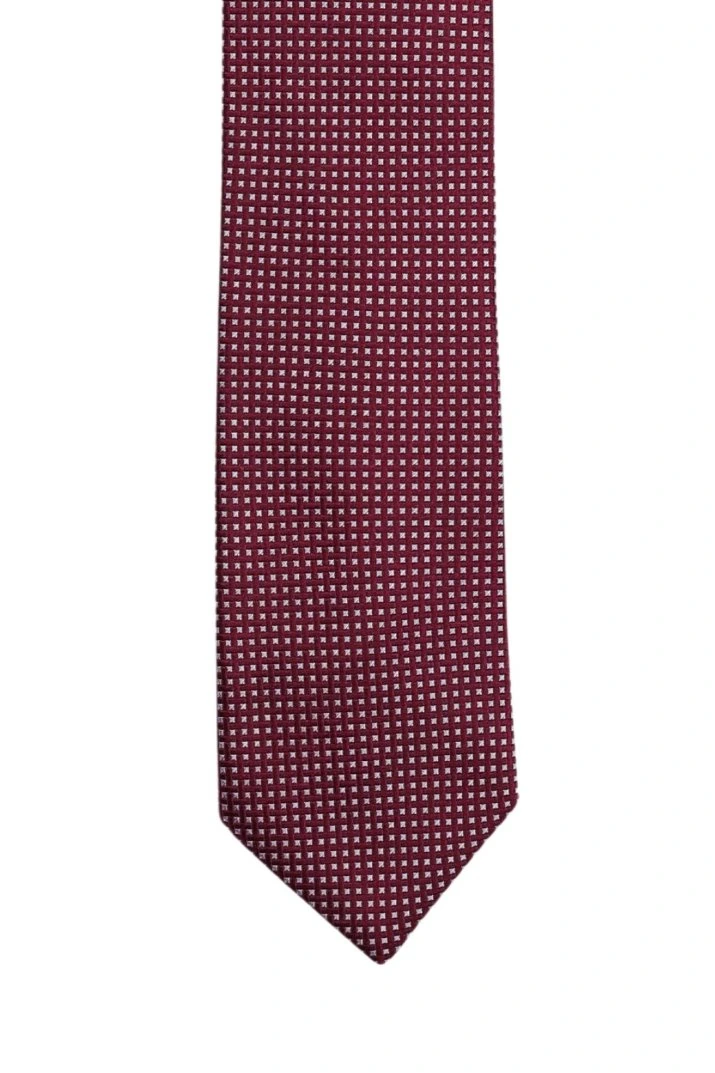 Red Geometric Silk Necktie for Men
