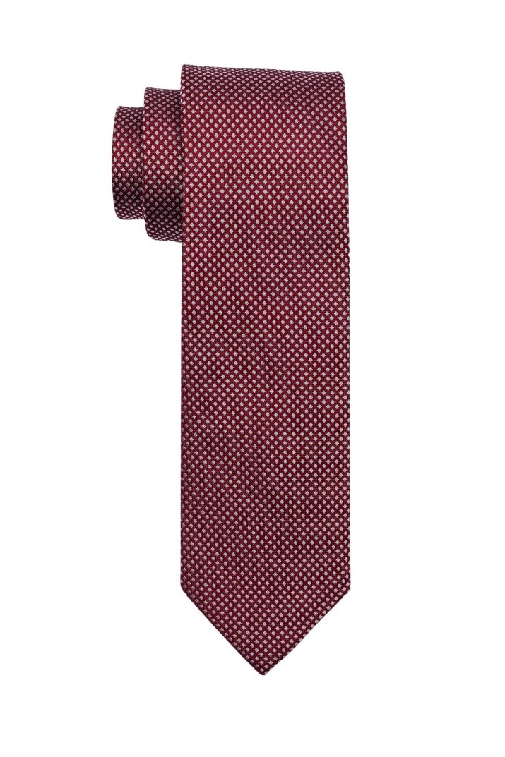 Red Geometric Silk Necktie for Men