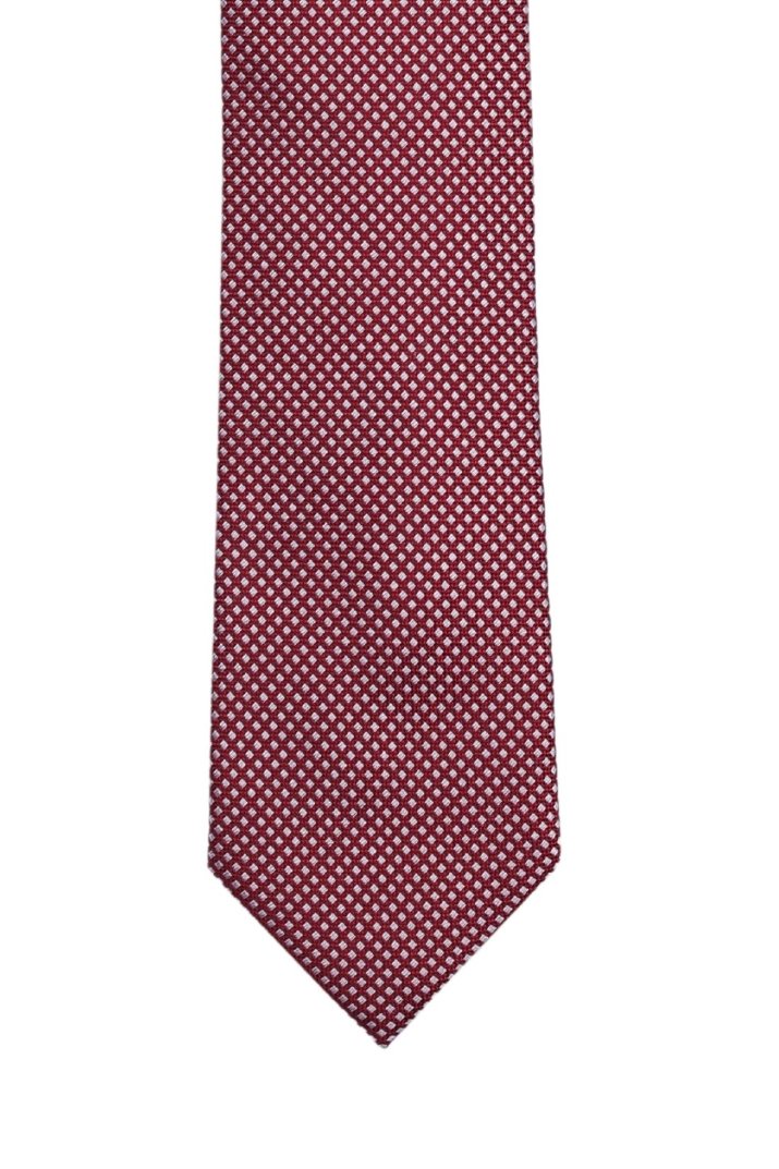 Red Geometric Silk Necktie for Men