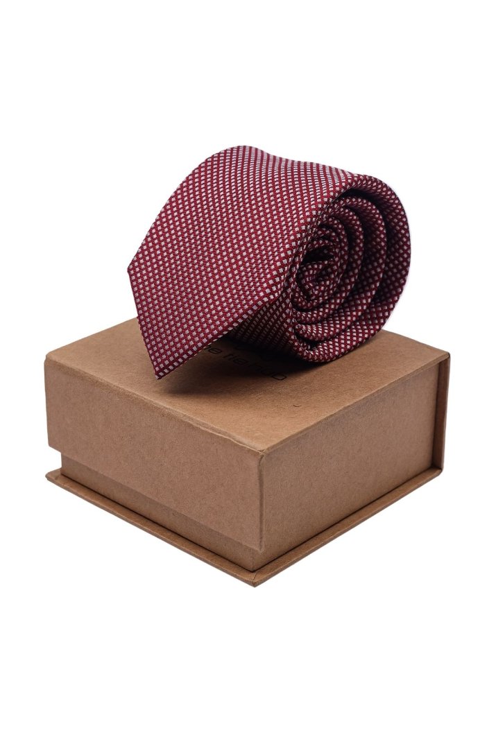 Red Geometric Silk Necktie for Men