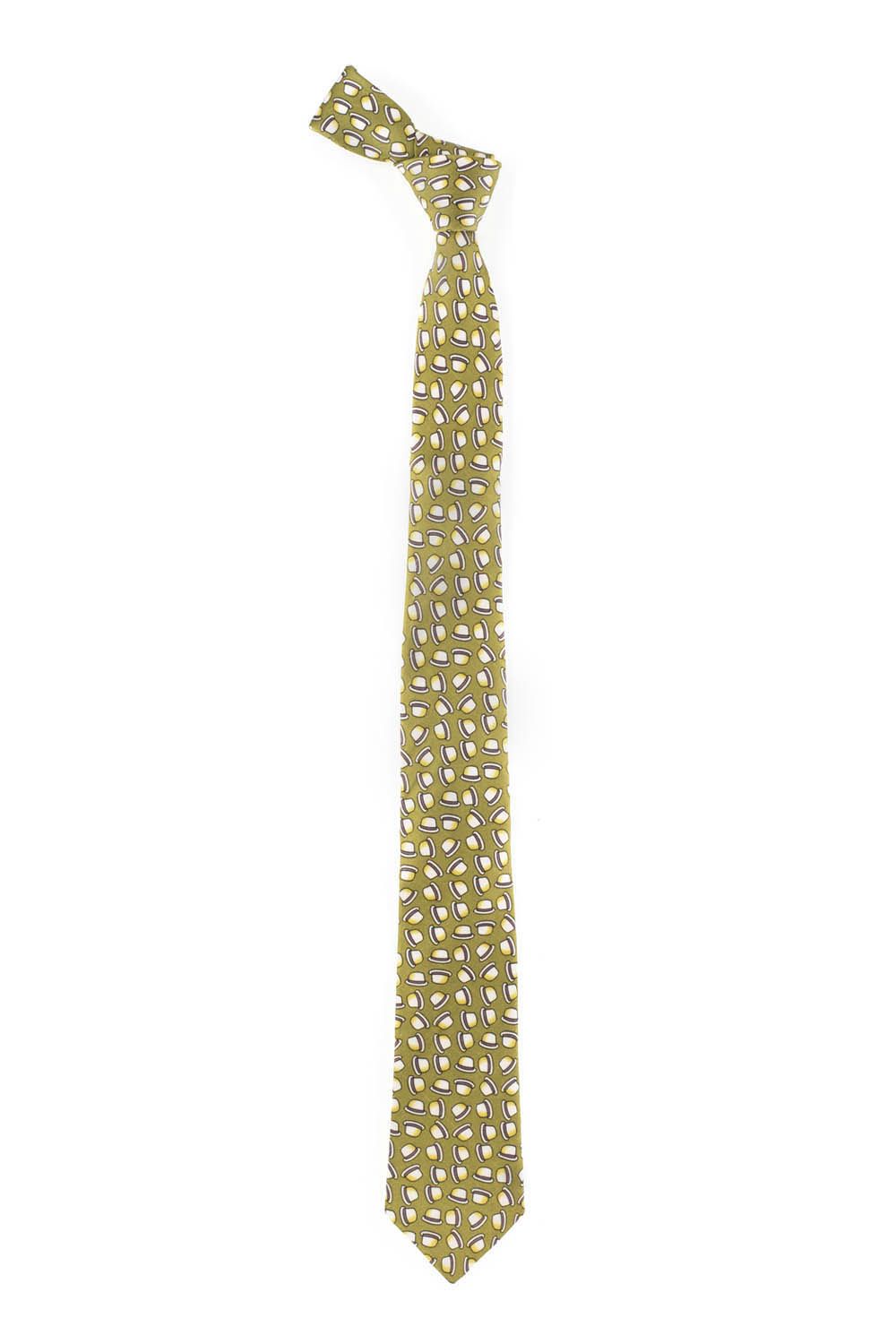 Green Conversational Silk Necktie for Men